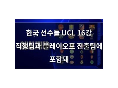 한국 선수들 UCL 16강 직행팀과 플레이오프 진출팀에 포함돼
