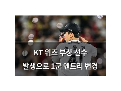 KT 위즈 부상 선수 발생으로 1군 엔트리 변경