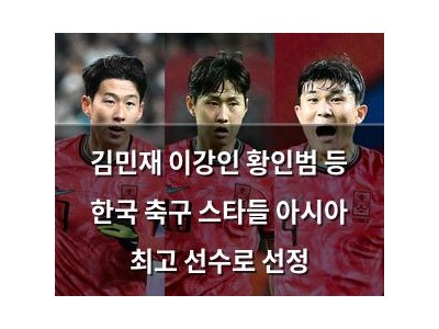 김민재 이강인 황인범 등 한국 축구 스타들 아시아 최고 선수로 선정